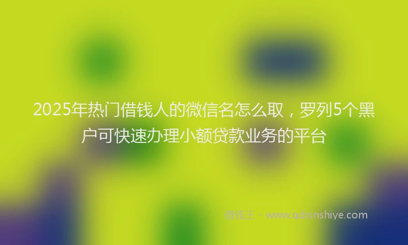 2025年热门借钱人的微信名怎么取，罗列5个黑户可快速办理小额贷款业务的平台