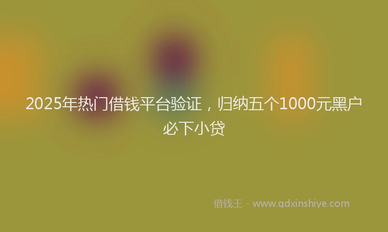 2025年热门借钱平台验证，归纳五个1000元黑户必下小贷