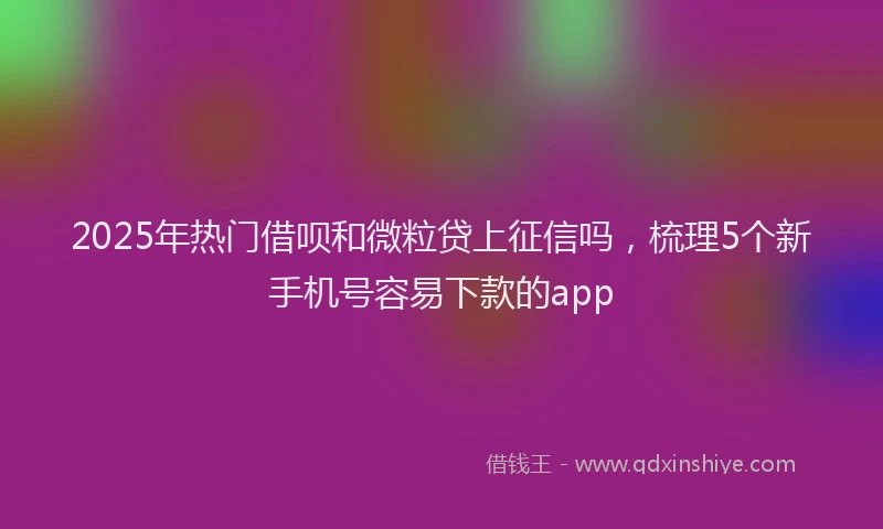 2025年热门借呗和微粒贷上征信吗，梳理5个新手机号容易下款的app