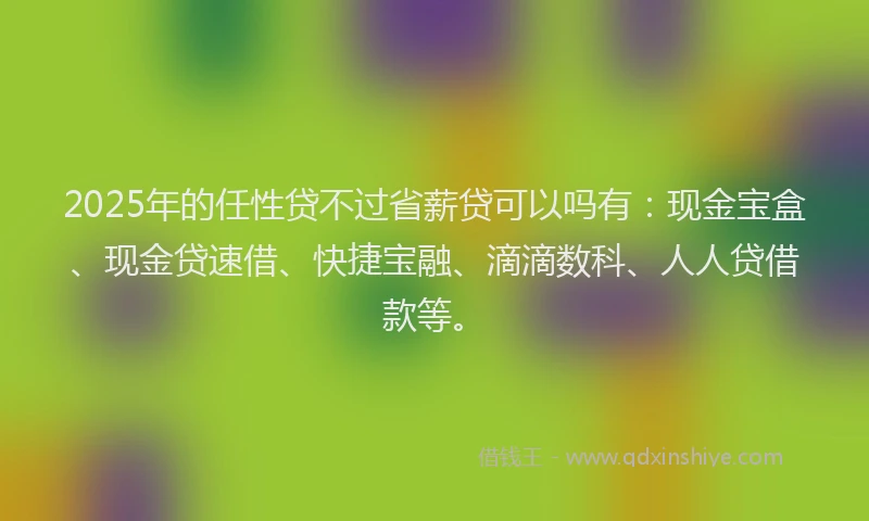 2025年的任性贷不过省薪贷可以吗有：现金宝盒、现金贷速借、快捷宝融、滴滴数科、人人贷借款等。