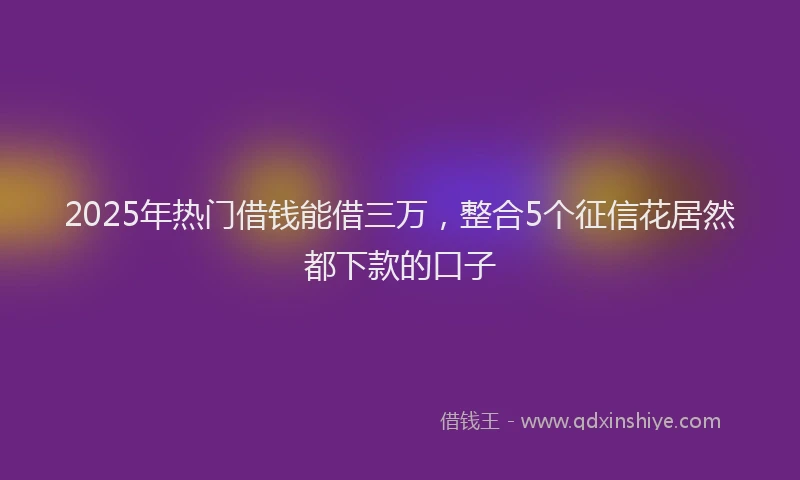 2025年热门借钱能借三万，整合5个征信花居然都下款的口子