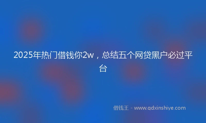 2025年热门借钱你2w，总结五个网贷黑户必过平台