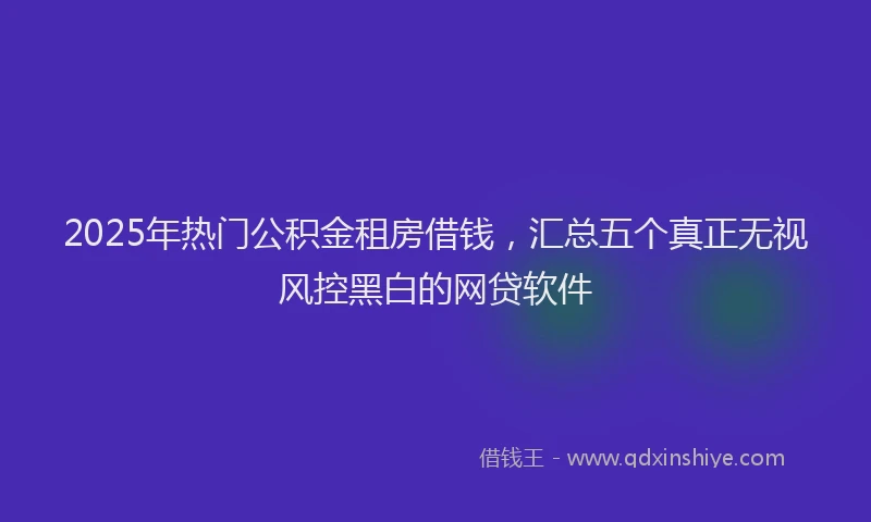 2025年热门公积金租房借钱，汇总五个真正无视风控黑白的网贷软件