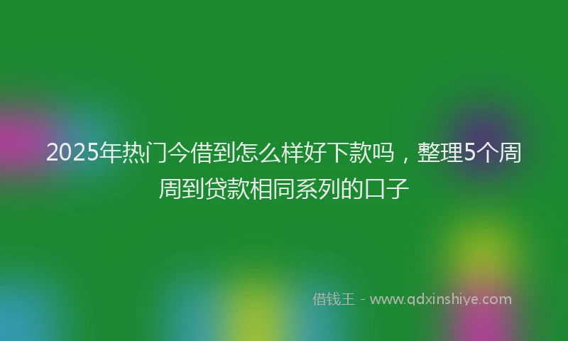 2025年热门今借到怎么样好下款吗，整理5个周周到贷款相同系列的口子