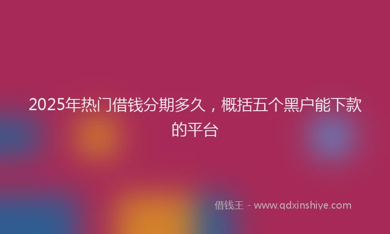 2025年热门借钱分期多久，概括五个黑户能下款的平台