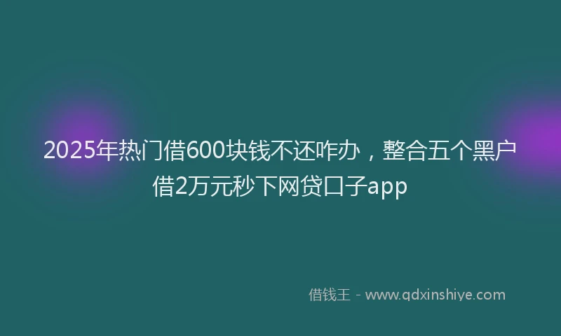 2025年热门借600块钱不还咋办，整合五个黑户借2万元秒下网贷口子app