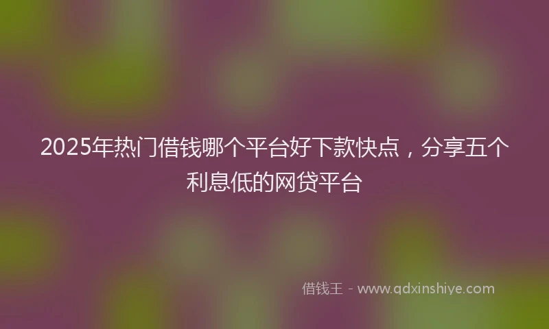 2025年热门借钱哪个平台好下款快点，分享五个利息低的网贷平台