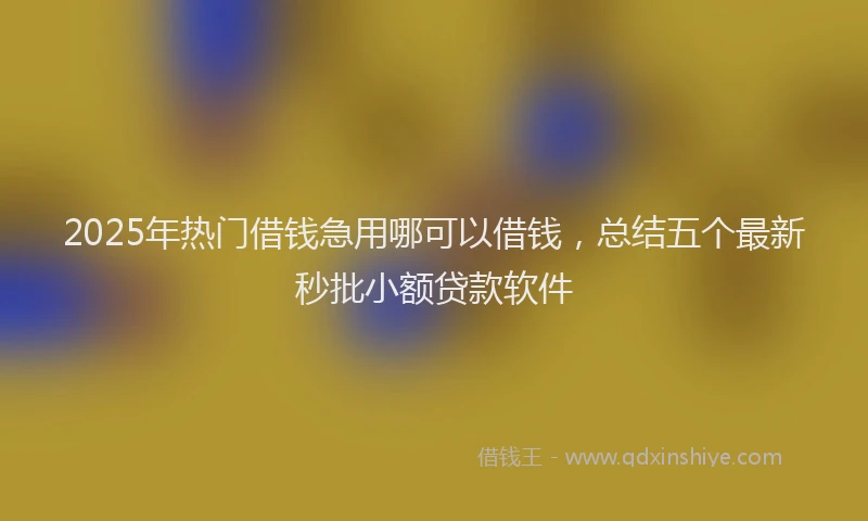 2025年热门借钱急用哪可以借钱，总结五个最新秒批小额贷款软件