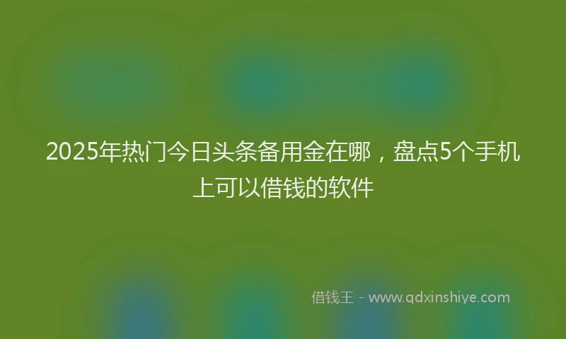 2025年热门今日头条备用金在哪，盘点5个手机上可以借钱的软件