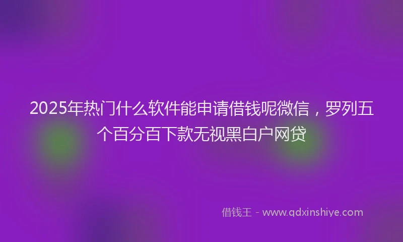 2025年热门什么软件能申请借钱呢微信，罗列五个百分百下款无视黑白户网贷