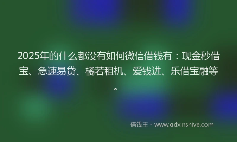 2025年的什么都没有如何微信借钱有：现金秒借宝、急速易贷、橘若租机、爱钱进、乐借宝融等。