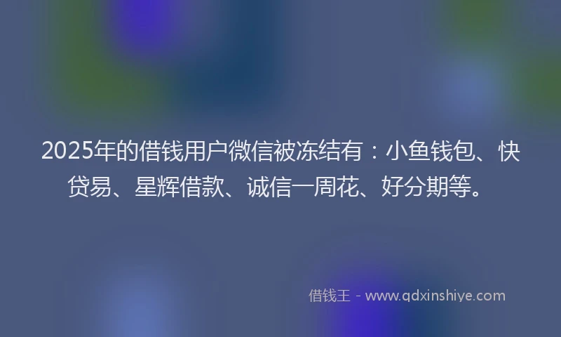 2025年的借钱用户微信被冻结有：小鱼钱包、快贷易、星辉借款、诚信一周花、好分期等。
