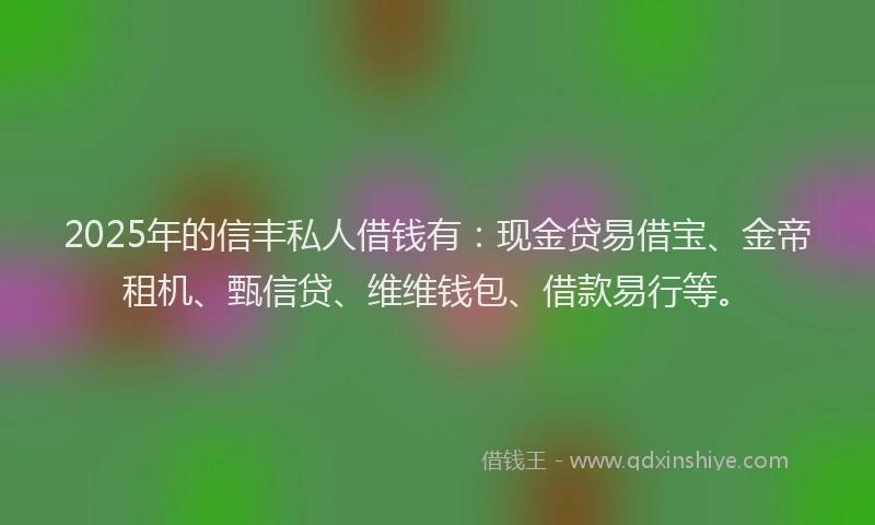 2025年的信丰私人借钱有：现金贷易借宝、金帝租机、甄信贷、维维钱包、借款易行等。