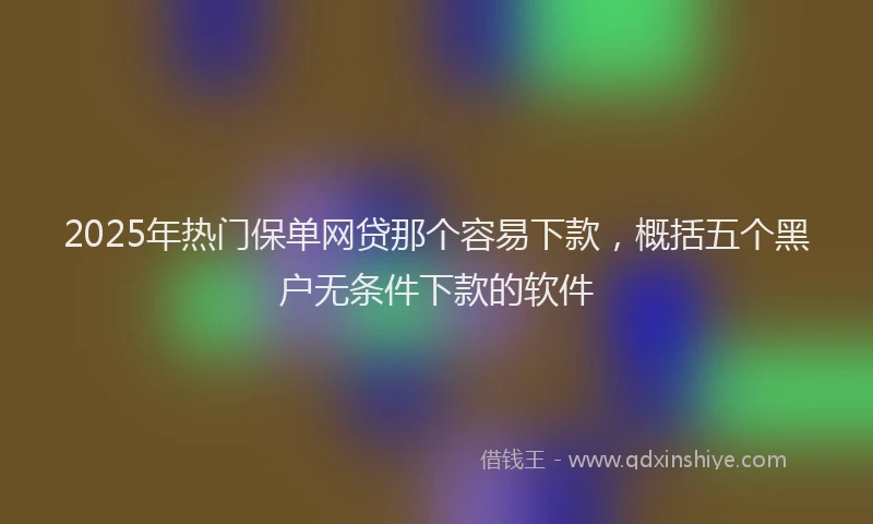 2025年热门保单网贷那个容易下款，概括五个黑户无条件下款的软件