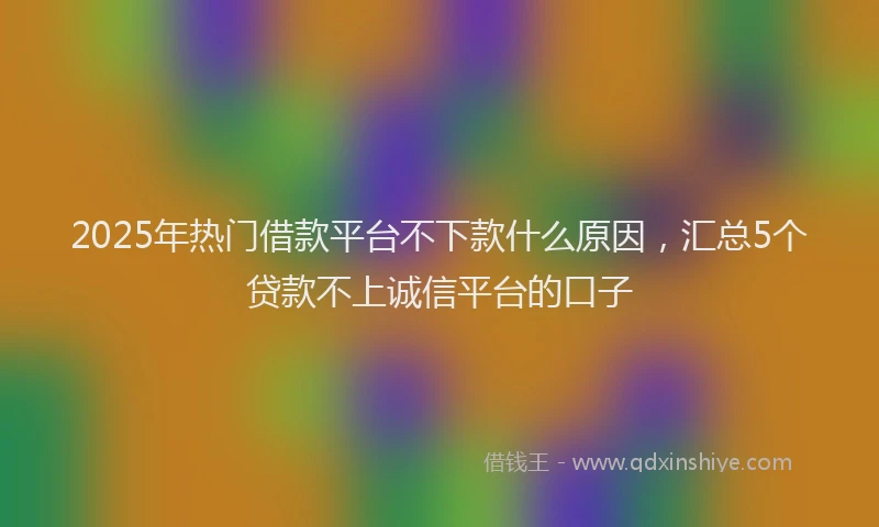 2025年热门借款平台不下款什么原因，汇总5个贷款不上诚信平台的口子