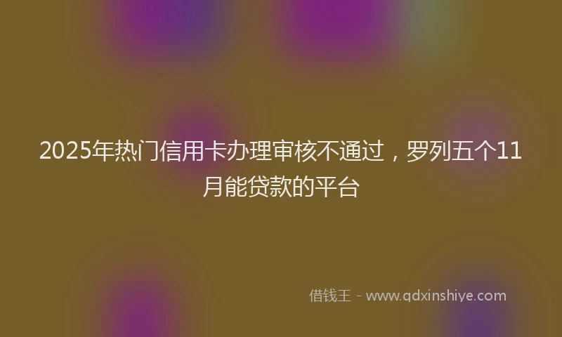 2025年热门信用卡办理审核不通过，罗列五个11月能贷款的平台