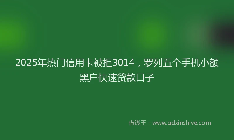2025年热门信用卡被拒3014，罗列五个手机小额黑户快速贷款口子
