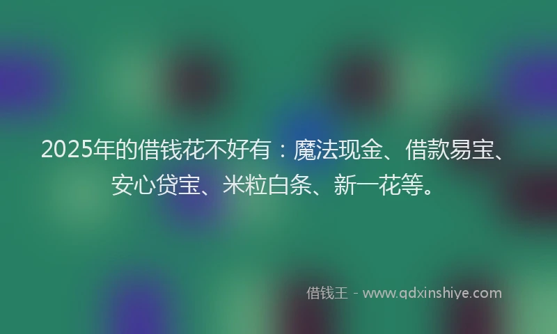 2025年的借钱花不好有：魔法现金、借款易宝、安心贷宝、米粒白条、新一花等。