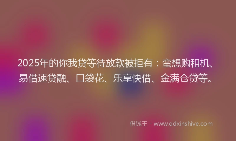 2025年的你我贷等待放款被拒有：蛮想购租机、易借速贷融、口袋花、乐享快借、金满仓贷等。
