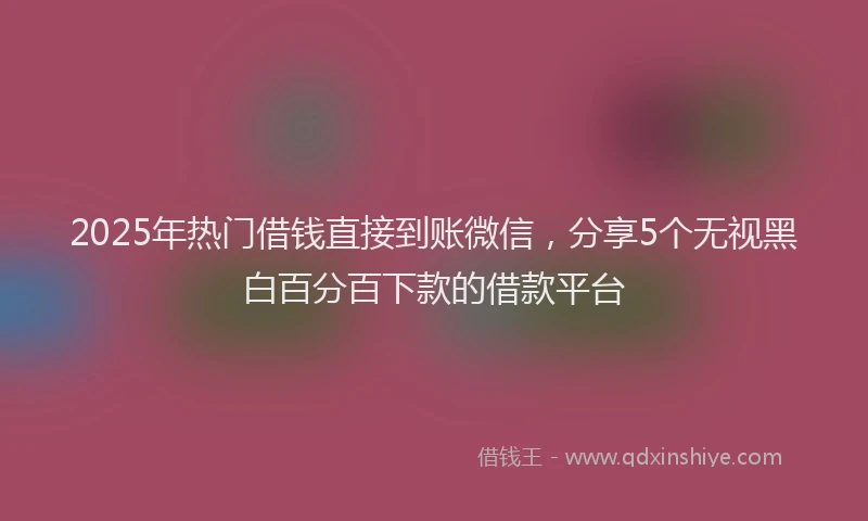 2025年热门借钱直接到账微信，分享5个无视黑白百分百下款的借款平台