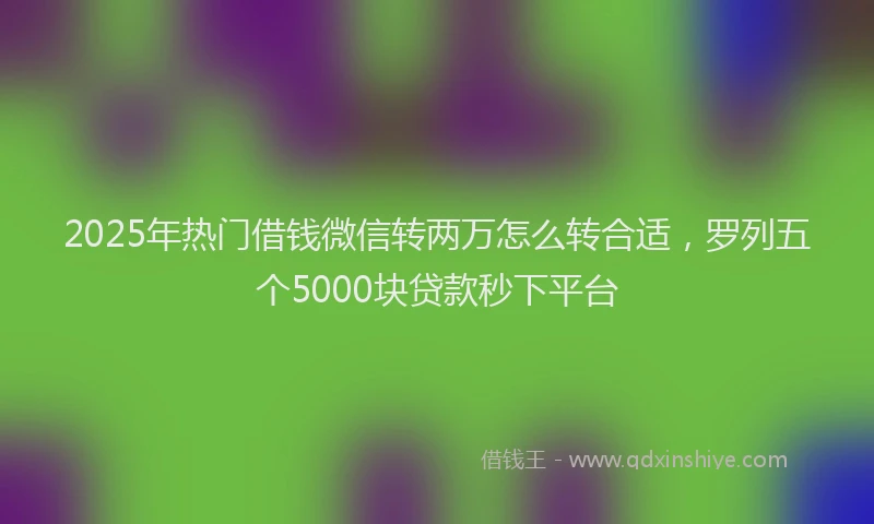 2025年热门借钱微信转两万怎么转合适，罗列五个5000块贷款秒下平台