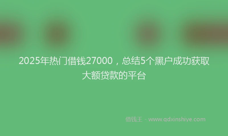 2025年热门借钱27000，总结5个黑户成功获取大额贷款的平台