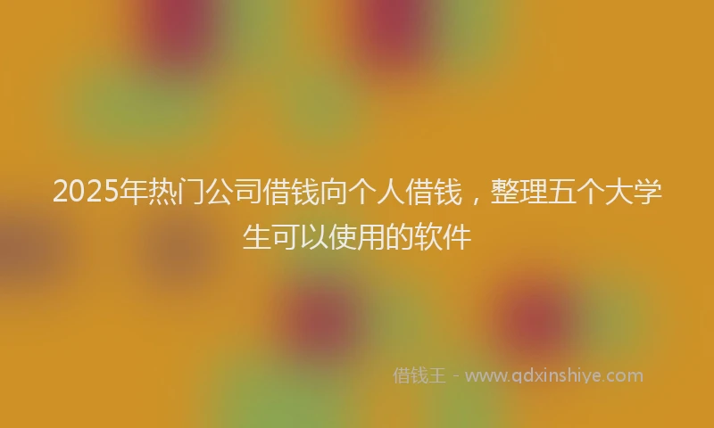 2025年热门公司借钱向个人借钱，整理五个大学生可以使用的软件