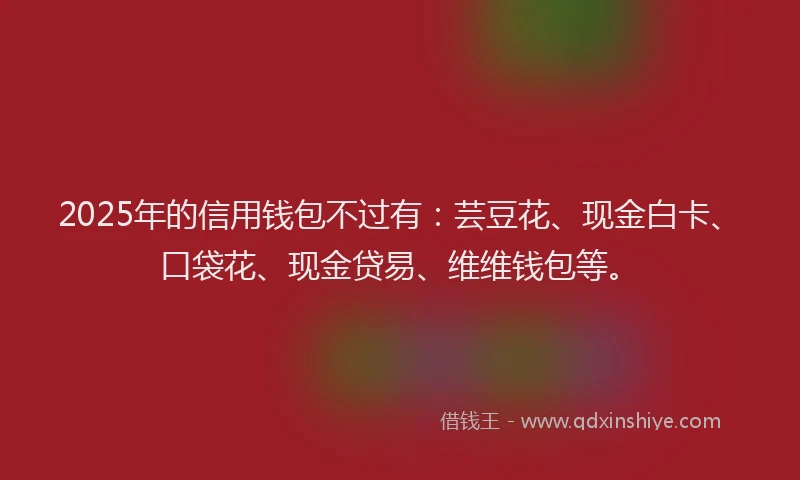 2025年的信用钱包不过有：芸豆花、现金白卡、口袋花、现金贷易、维维钱包等。