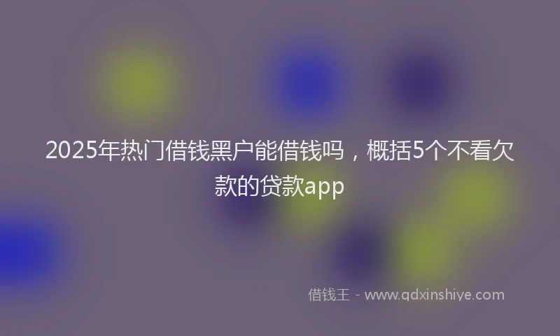 2025年热门借钱黑户能借钱吗，概括5个不看欠款的贷款app