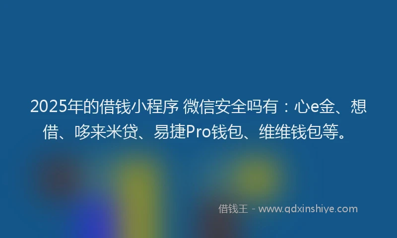 2025年的借钱小程序 微信安全吗有：心e金、想借、哆来米贷、易捷Pro钱包、维维钱包等。