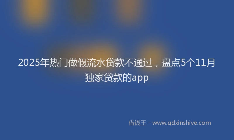 2025年热门做假流水贷款不通过，盘点5个11月独家贷款的app