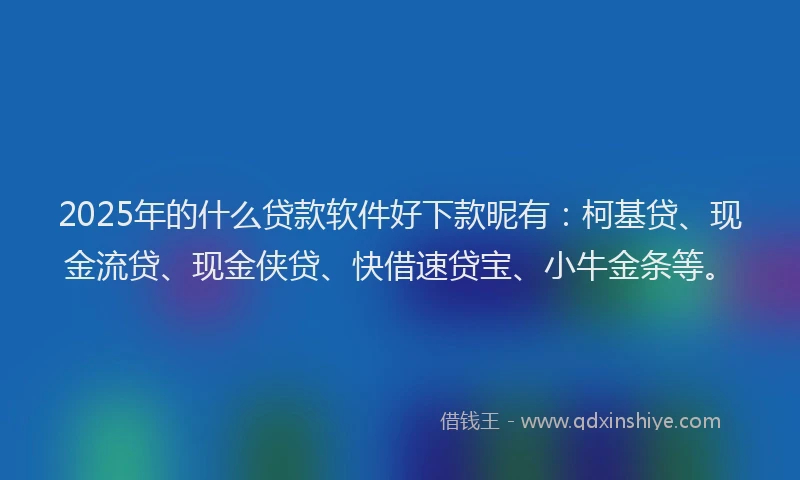 2025年的什么贷款软件好下款昵有：柯基贷、现金流贷、现金侠贷、快借速贷宝、小牛金条等。