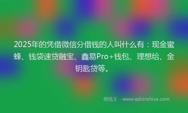 2025年的凭借微信分借钱的人叫什么有：现金蜜蜂、钱袋速贷融宝、鑫易Pro+钱包、理想给、金钥匙贷等。