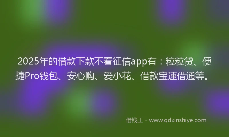 2025年的借款下款不看征信app有：粒粒贷、便捷Pro钱包、安心购、爱小花、借款宝速借通等。