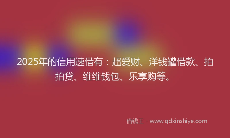 2025年的信用速借有：超爱财、洋钱罐借款、拍拍贷、维维钱包、乐享购等。