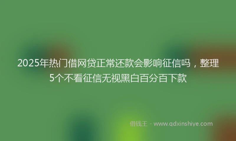 2025年热门借网贷正常还款会影响征信吗，整理5个不看征信无视黑白百分百下款