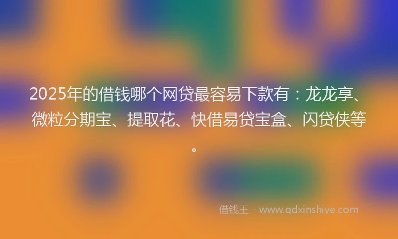 2025年的借钱哪个网贷最容易下款有：龙龙享、微粒分期宝、提取花、快借易贷宝盒、闪贷侠等。