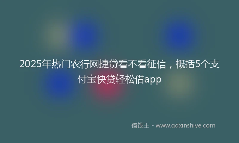 2025年热门农行网捷贷看不看征信，概括5个支付宝快贷轻松借app