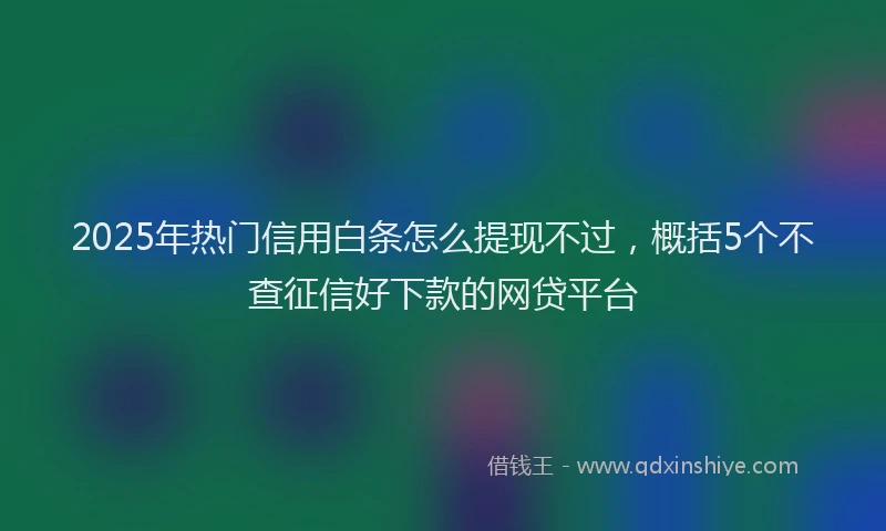 2025年热门信用白条怎么提现不过，概括5个不查征信好下款的网贷平台