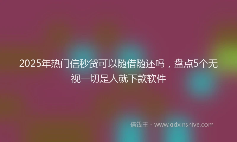 2025年热门信秒贷可以随借随还吗，盘点5个无视一切是人就下款软件