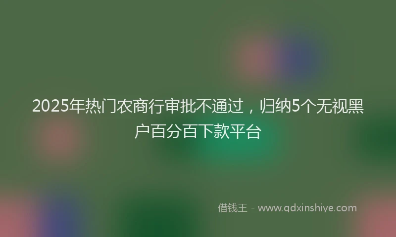 2025年热门农商行审批不通过，归纳5个无视黑户百分百下款平台