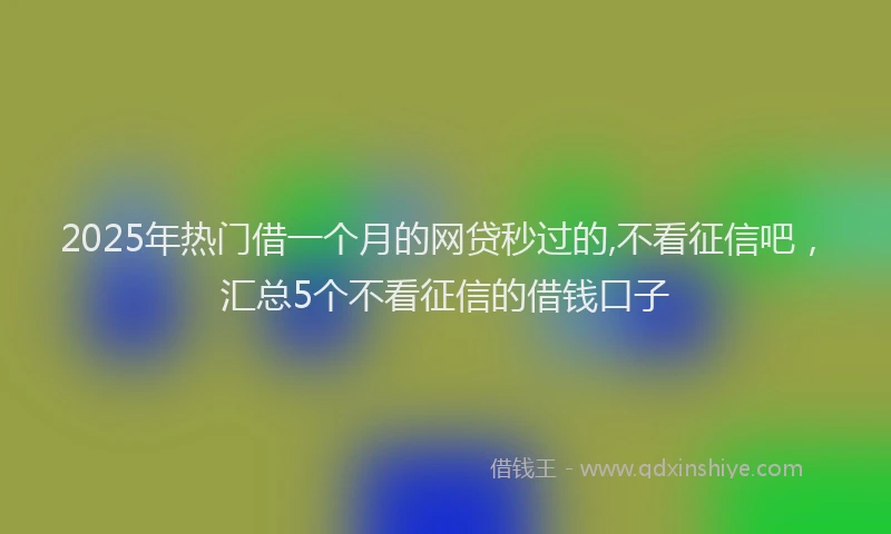2025年热门借一个月的网贷秒过的,不看征信吧，汇总5个不看征信的借钱口子