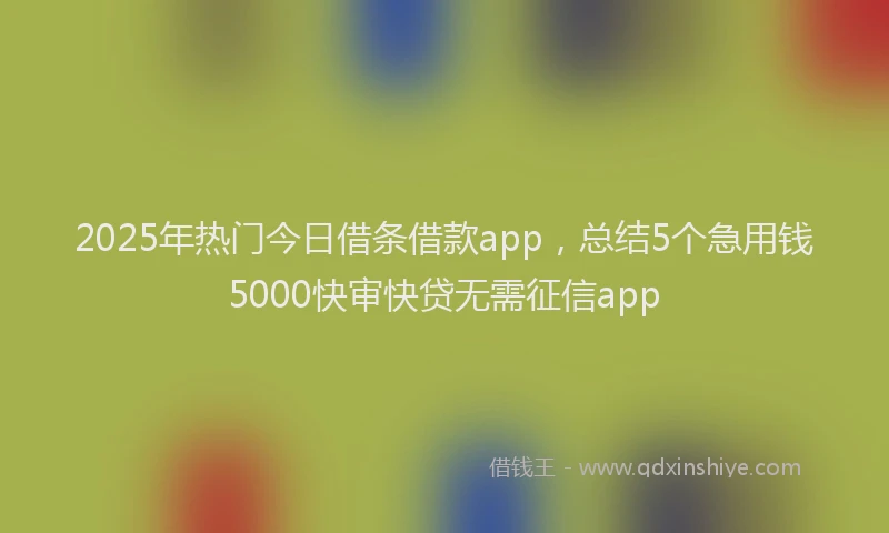 2025年热门今日借条借款app，总结5个急用钱5000快审快贷无需征信app