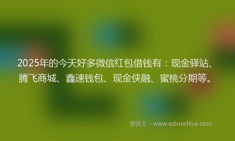2025年的今天好多微信红包借钱有：现金驿站、腾飞商城、鑫速钱包、现金侠融、蜜桃分期等。