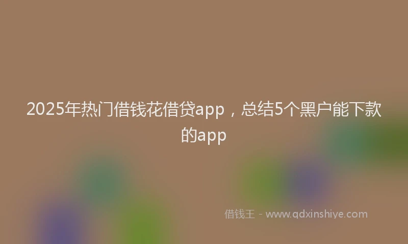 2025年热门借钱花借贷app，总结5个黑户能下款的app