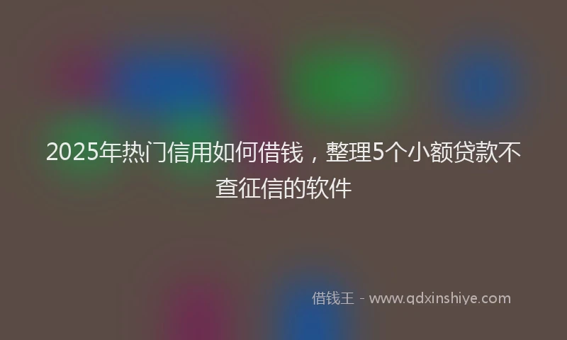 2025年热门信用如何借钱，整理5个小额贷款不查征信的软件