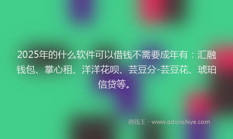 2025年的什么软件可以借钱不需要成年有：汇融钱包、掌心租、洋洋花呗、芸豆分-芸豆花、琥珀信贷等。