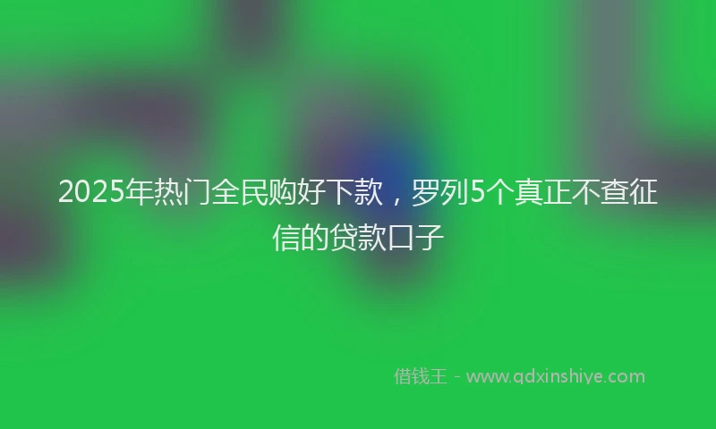 2025年热门全民购好下款，罗列5个真正不查征信的贷款口子
