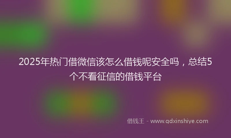 2025年热门借微信该怎么借钱呢安全吗，总结5个不看征信的借钱平台