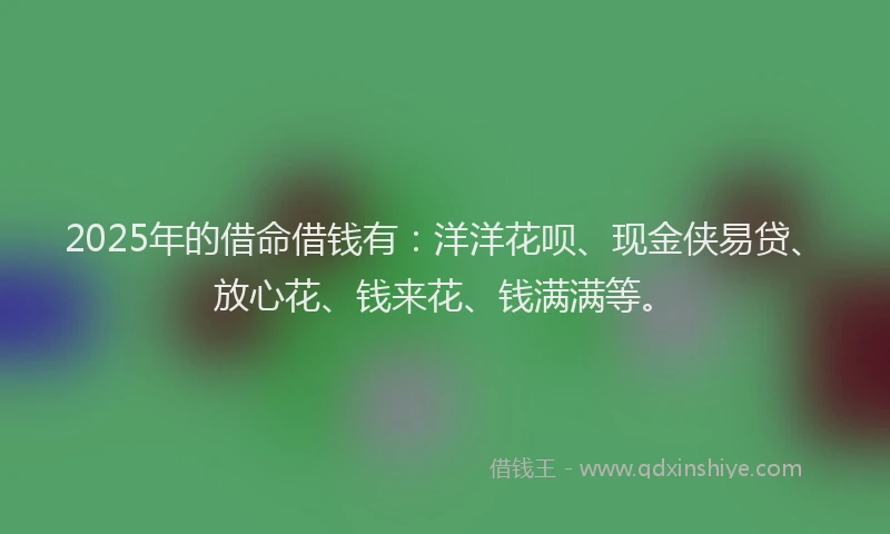 2025年的借命借钱有：洋洋花呗、现金侠易贷、放心花、钱来花、钱满满等。